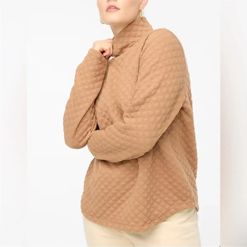 J Crew Quilted mockneck Mock XS Pullover Shirt BL249 Top Shirt 2022